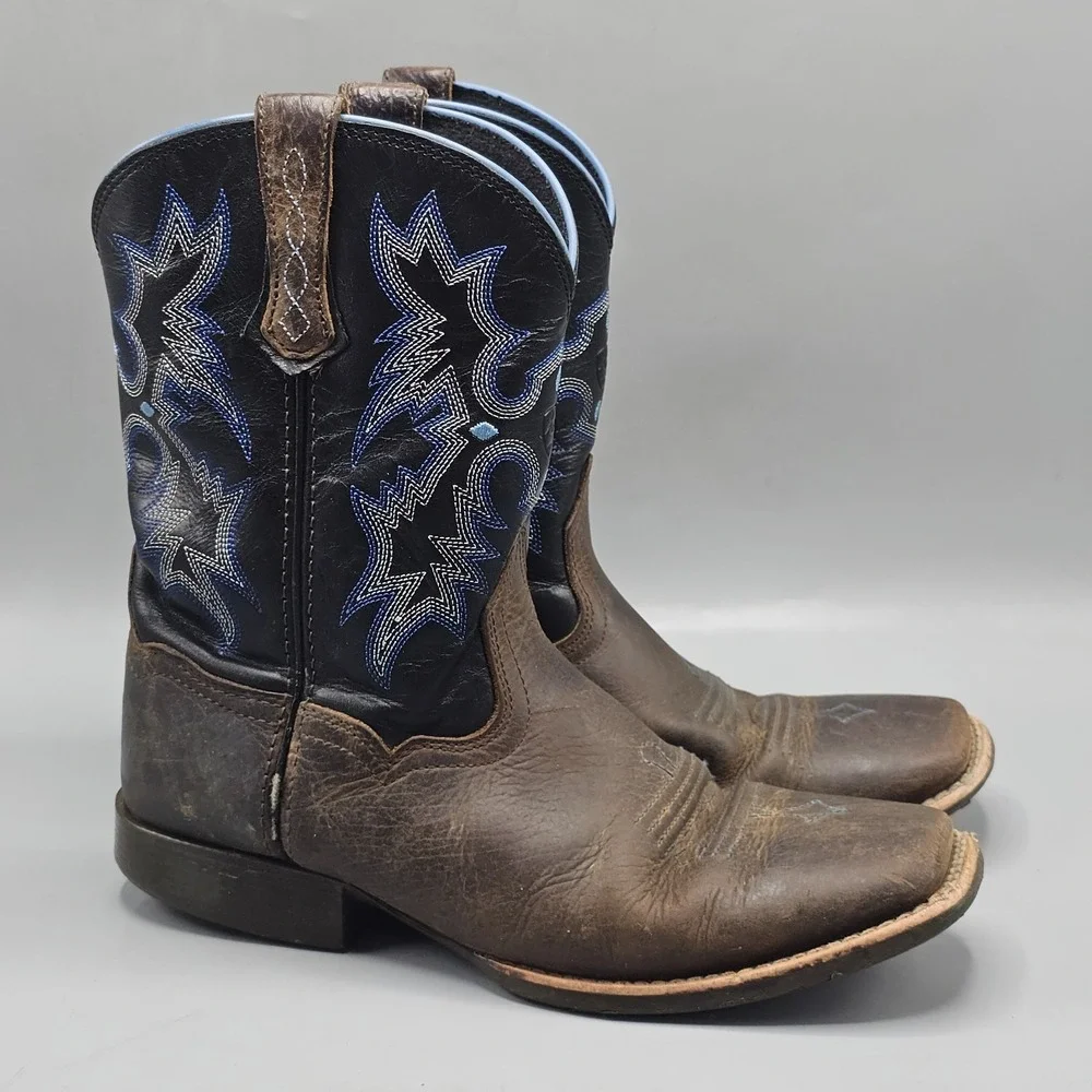 Ariat Tombstone Boots Youth 5 Western Cowboy Pull On Mid-Calf Leather Multicolor